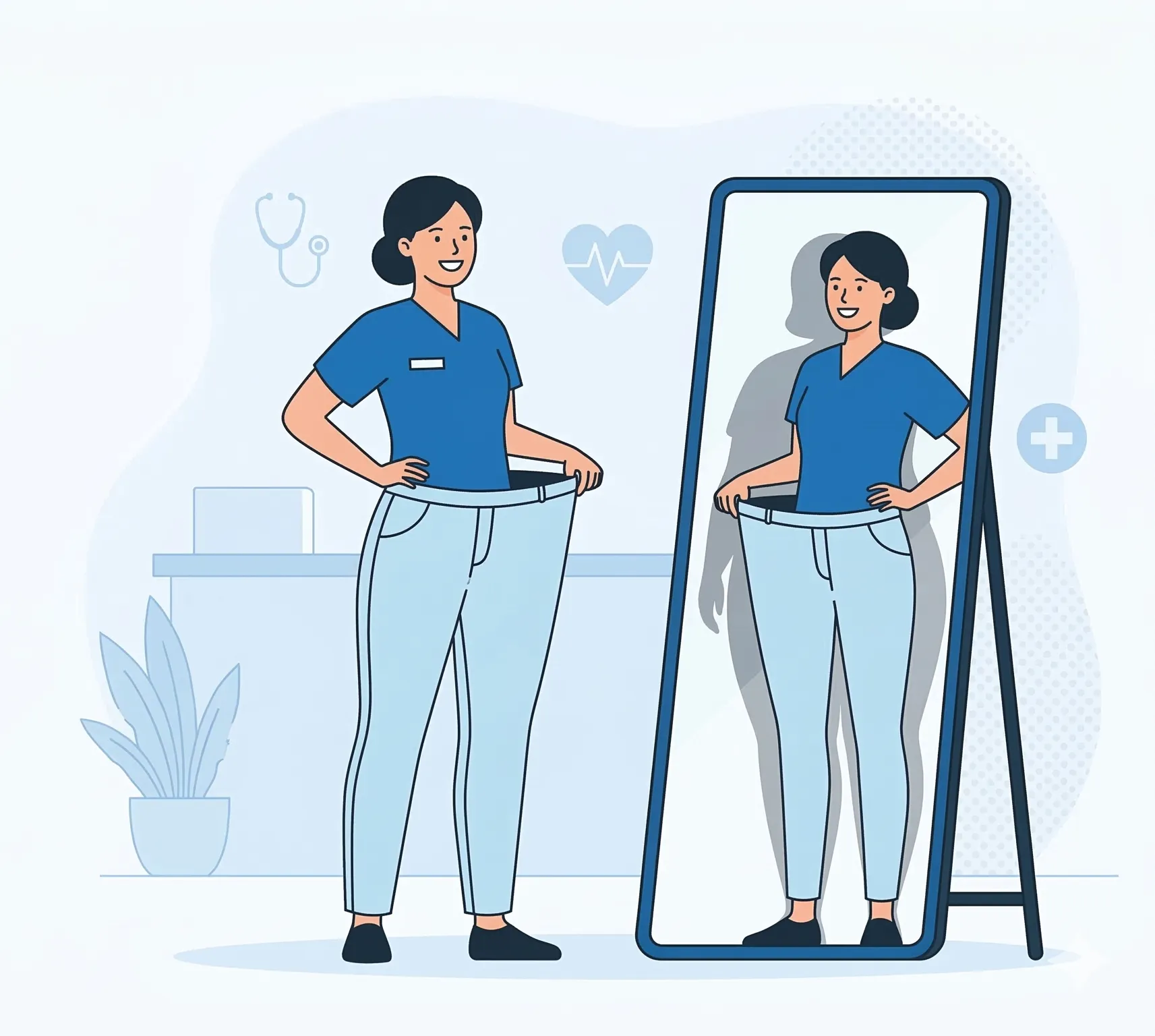 Bariatric surgery transformation illustration